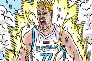 FIBA官方晒东契奇变身超级赛亚人的漫画：想象一下醒来要防东契奇