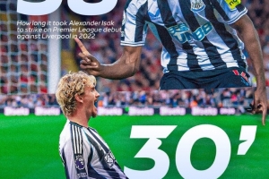 似曾相识，伊萨克纽卡首秀38分钟破门，沃尔特马德则用时30分钟