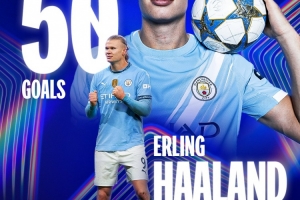 🧙新的里程碑到来！欧冠官方更新海报祝贺哈兰德50球