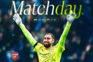 多纳鲁马晒对阵阿森纳个人海报，加盟曼城以来出战2场皆零封