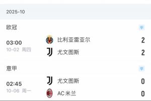 真就不输当赢？尤文遭遇赛季5连平，超过上赛季最长4连平的纪录