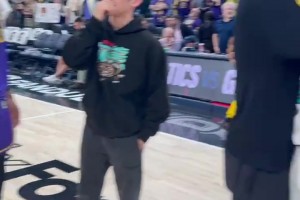 八村塁和河村勇辉俩日本球员赛后寒暄，莫兰特也过来凑热闹了