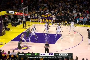 从这里开始输的！森林狼第二节全队开花，打了湖人一波26-6！