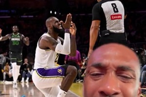 阿里纳斯嘲讽詹姆斯向裁判要哨：上次他跪下时，还是在求婚的时候