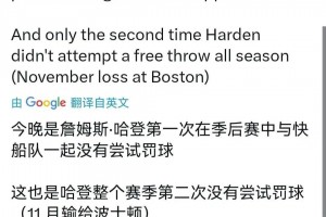 0罚球罕见啊！船记：G2是哈登快船生涯首次季后赛单场没有罚球