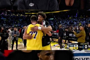 湖人实力反弹扳平大比分 雷迪克身后的女球迷露出胜利的微笑😊