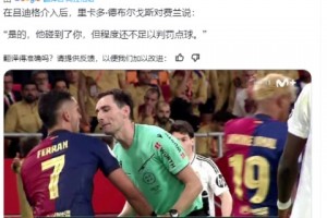 主裁对费兰说：是的，吕迪格碰到了你，但程度还不足以判罚点球