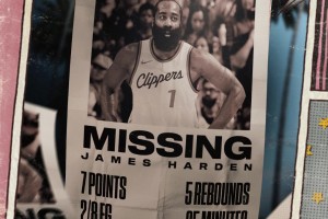 夺笋啊😭美媒BF做了一张G7哈登仅得7分的寻人启事海报……