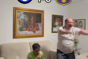 敌人的敌人是朋友😂老爹是皇马球迷，儿子是巴萨球迷