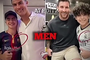 亚马尔和莱万遮住了皇马队徽，而C罗和梅西选择了大度展示🫠