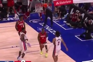 天赋确实炸裂！杰伦-格林上赛季残暴隔扣康宁汉姆，被评为赛季第二佳暴扣