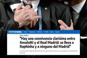 记者：安切洛蒂和皇马之间存在勾结，征召拉菲却不带一个皇马球员