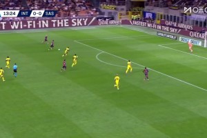 国米1-0领先！苏西奇做球，迪马尔科冷静推射得手