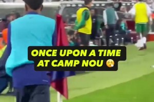 万般皆是命！曾经在诺坎普，亚马尔和登贝莱同时在场边热身！